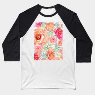 Pink Watercolor Floral Clipart Free Commercial Use Blush Light Watercolour Flowers Aquarelle Roses Bouquets Baseball T-Shirt